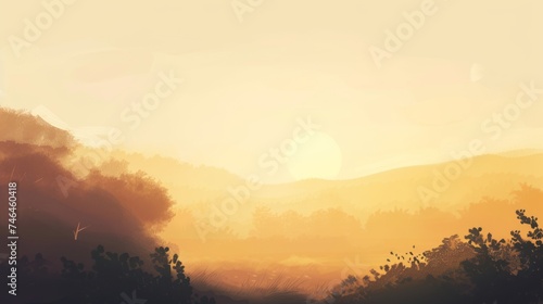Peaceful Anime Landscape with Earth Tone Gradient
