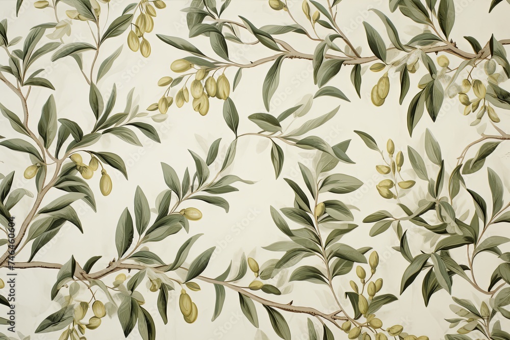 Olive Branches: Botanical Wallpaper for Mediterranean Kitchen Inspirations