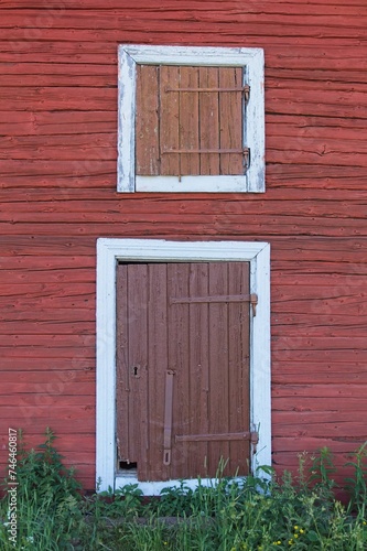 Wooden door on a old building.