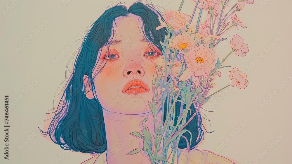 Woman with flowers Woman with flowers