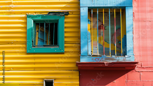 Detail of a colorful building at Caminito street.