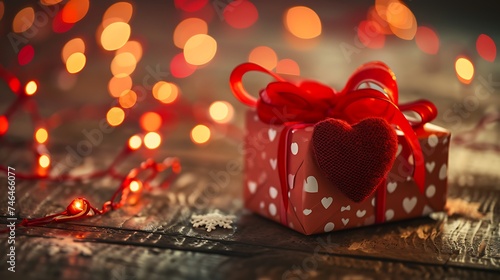 Wall holiday, gift in a beautiful box with a heart .