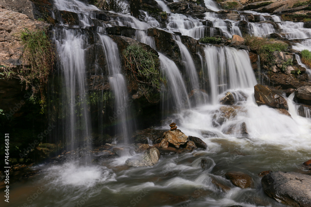 Mae Ya Waterfall in Chiang Mai Province is a beautiful waterfall with water all year round and very high. Waterfall in a beautiful forest park in Thailand In February 2024 Mae Ya Waterfall in Chiang Mai Province is a beautiful waterfall with water all year round and very high. Waterfall in a beautiful forest park in Thailand In February 2024