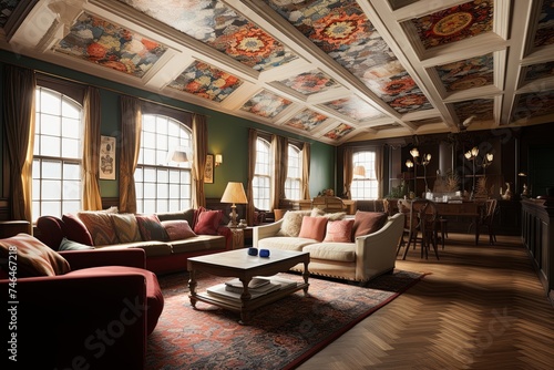 Dutch-Patterned Flats: Ornate Ceiling Designs and Cozy Lounge Spots