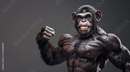 humanoid ape athlete shows off his muscles