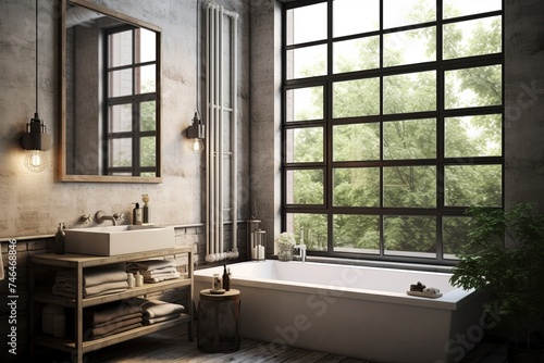 Industrial Natural Light: Inspiring Bathroom with Window Design © Michael
