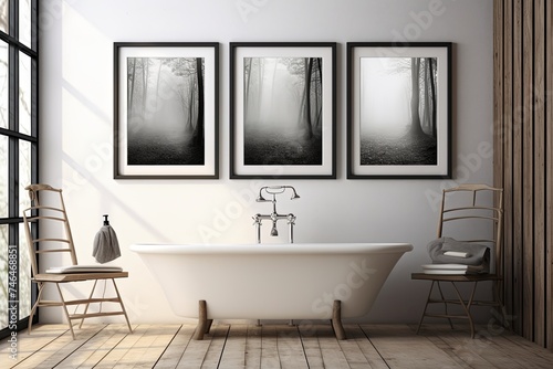 Industrial Minimalist Bathroom  Vintage Steel Frame Wall Art Inspiration
