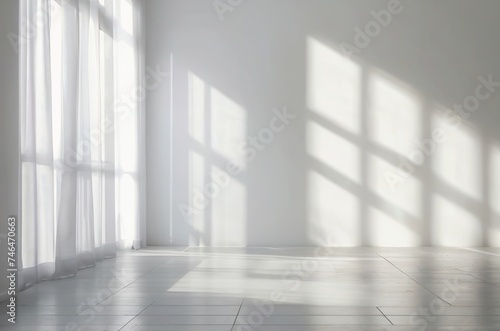 Minimalist Blurred Natural Light Windows  Realistic Shadow Overlay on Wall Paper Texture. Generative AI.