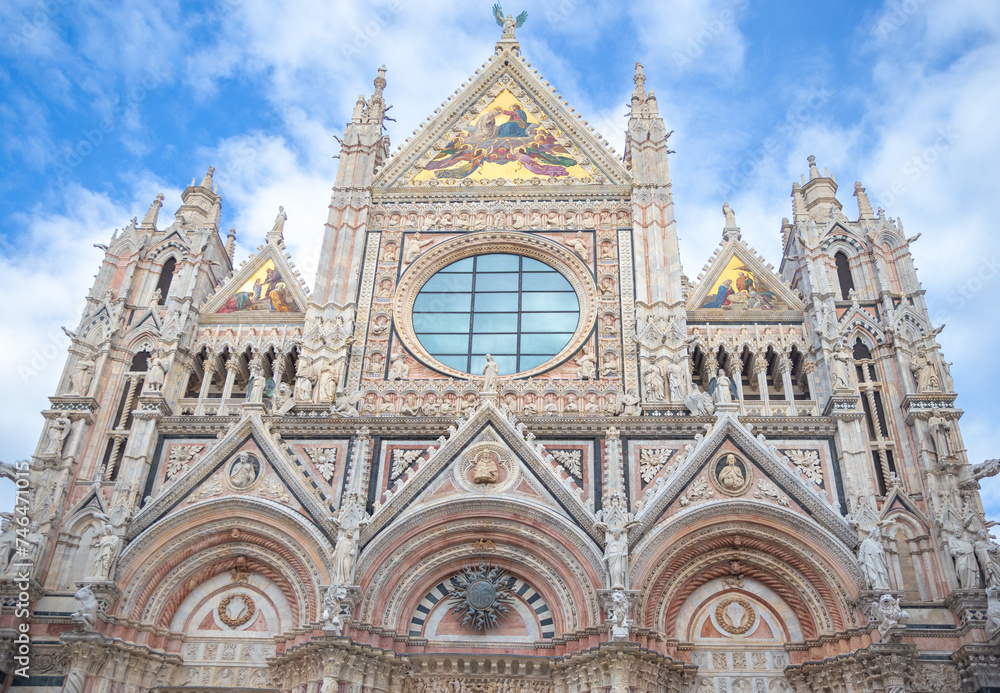 the front view of the cathedral of Siena, Italy