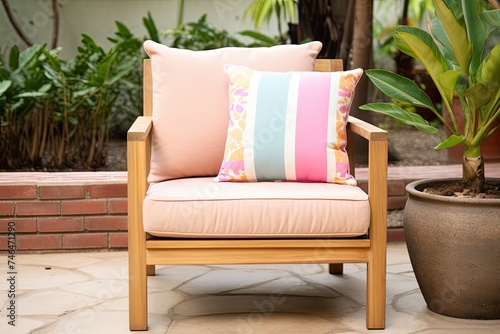 Mid-century Modern Lounge Chair: Pastel Cushion Patio Inspirations