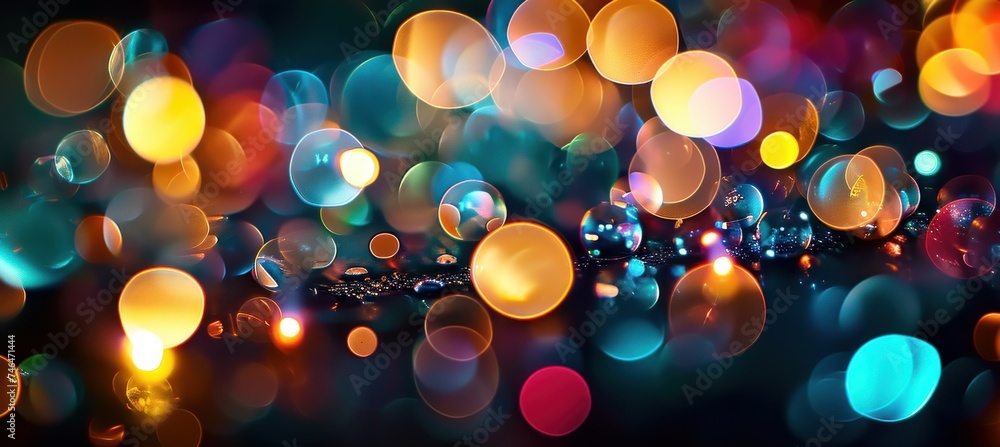 blurry white garland, white and silver light, christmas lights, decoration, depth of field, haze, bokeh, blurry background, blurred, Generative AI
