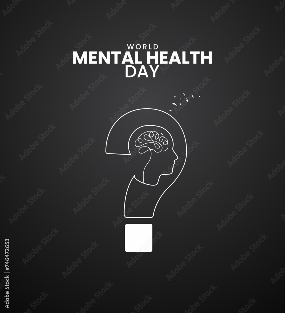 Mental Health Day, Mental health day design for banner, poster, 3D Illustration Mental Health Day, Mental health day design for banner, poster, 3D Illustration