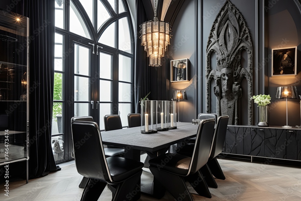 Art Deco Elements in Modern Gothic Dining Room Designs for Apartments ...
