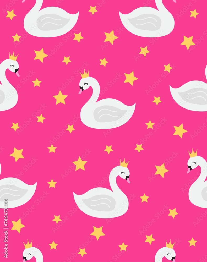 seamless pattern with swans