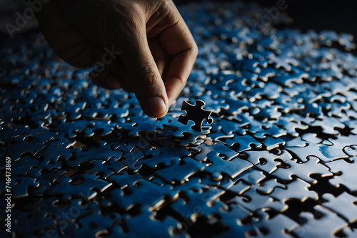 "Autism Awareness: Scattered Puzzle Pieces Silhouette"