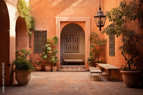 Terracotta Splashes: Muted Color Palettes in Spanish Courtyard Spaces.