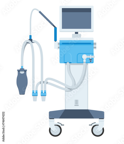 Mechanical lung ventilator in flat colors