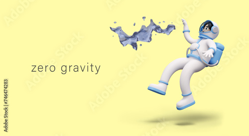 Weightlessness, zero gravity. Vector astronaut floating in air