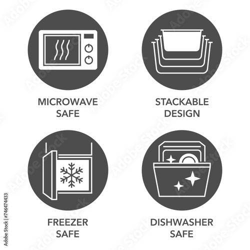 Microwave, Dishwasher, Freezer safe and Stackable