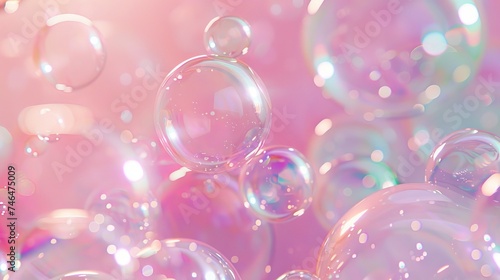 Baby Pink Ethereal Backdrop with Shimmering Iridescent Bubbles