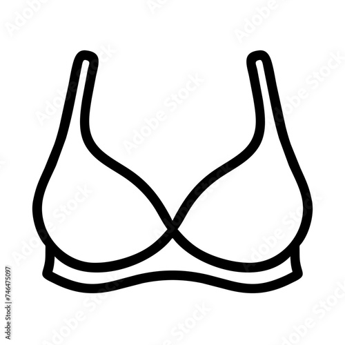 Women's bra icon isolated on white background. Lingerie store logo. Symbol of femininity, fashion and underwear. Pictogram of beachwear and swimsuit.