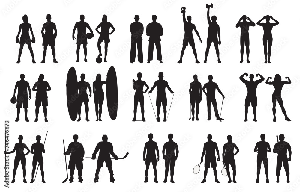 silhouette of various athletes. Sportsperson, fitness people. silhouette of various athletes. Sportsperson, fitness people.