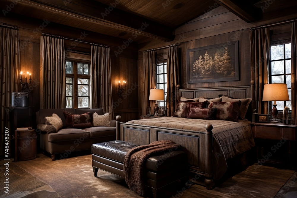 Brown Leather Rustic Elegance: Old World Charm Bedroom Interiors Brown Leather Rustic Elegance: Old World Charm Bedroom Interiors