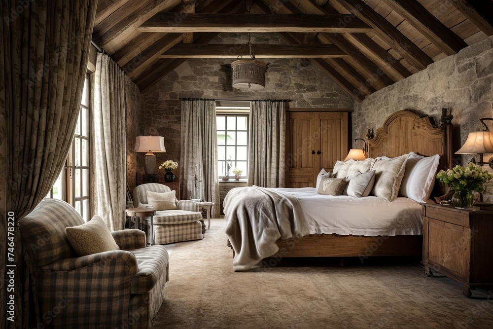 Farmhouse Textile Cozy Charm: Old World Bedroom Interiors