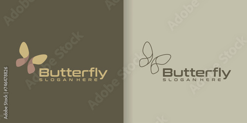 Canvas Print abstract bright gradient butterfly vector Logotype collection