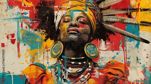 Obraz na płótnie Afro-Brazilian Essence: Heritage and Vibrancy Collage
w salonie