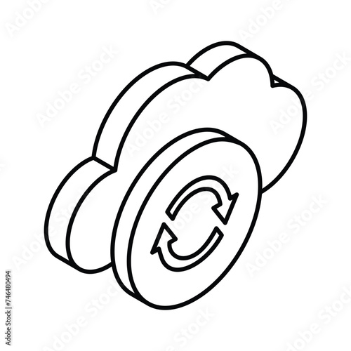 Cloud sync, arrows with cloud, isometric icon of cloud update, easy to use vector