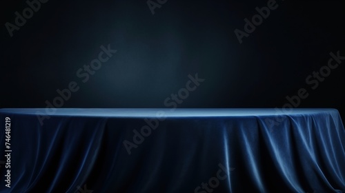 Luxurious sapphire blue Velvet Fabric Pedestal Podium Background