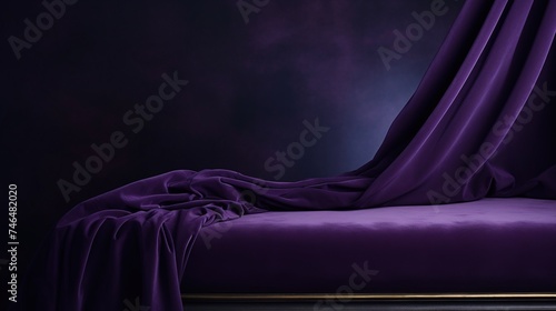 Amethyst purple Velvet Fabric with Dramatic Folds Pedestal Podium Background