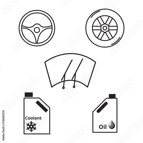 Conjunto de iconos de piezas de automóviles. Vector
