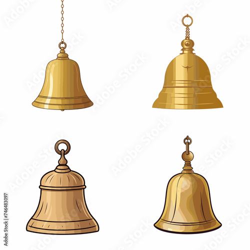 Pooja Bell (Brass Bell for Religious Rituals). simple minimalist isolated in white background vector illustration