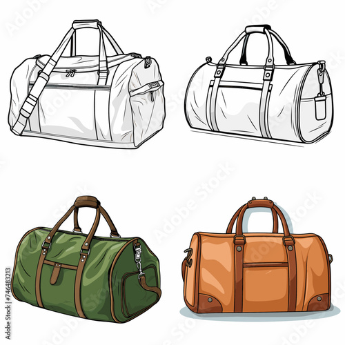 Duffle Bag (Casual Duffle Bag). simple minimalist isolated in white background vector illustration