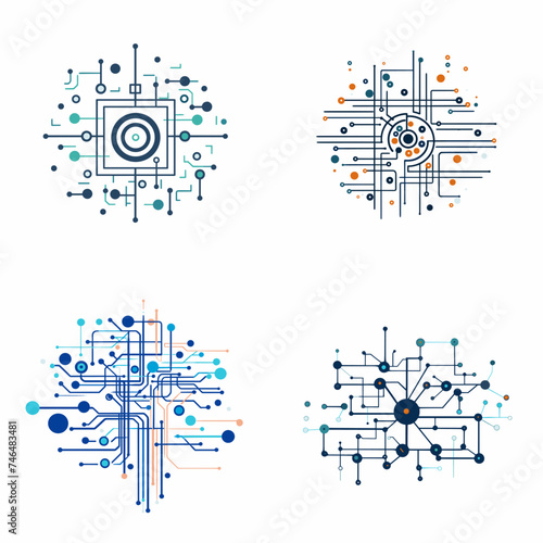 Machine Learning Algorithm Icon (Abstract ML Algorithm Symbol). simple minimalist isolated in white background vector illustration