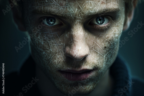 Mental health disorder conceptual Generative AI technology portrait picture people have psychic problems