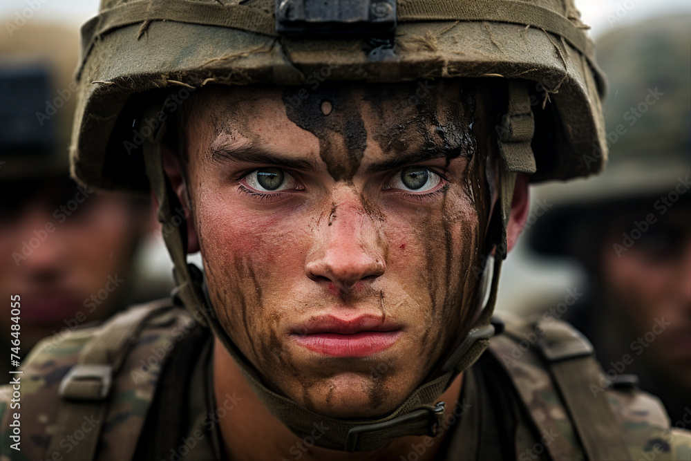 Generative AI image of strong warrior soldier fighting and hope for peace and victory Generative AI image of strong warrior soldier fighting and hope for peace and victory