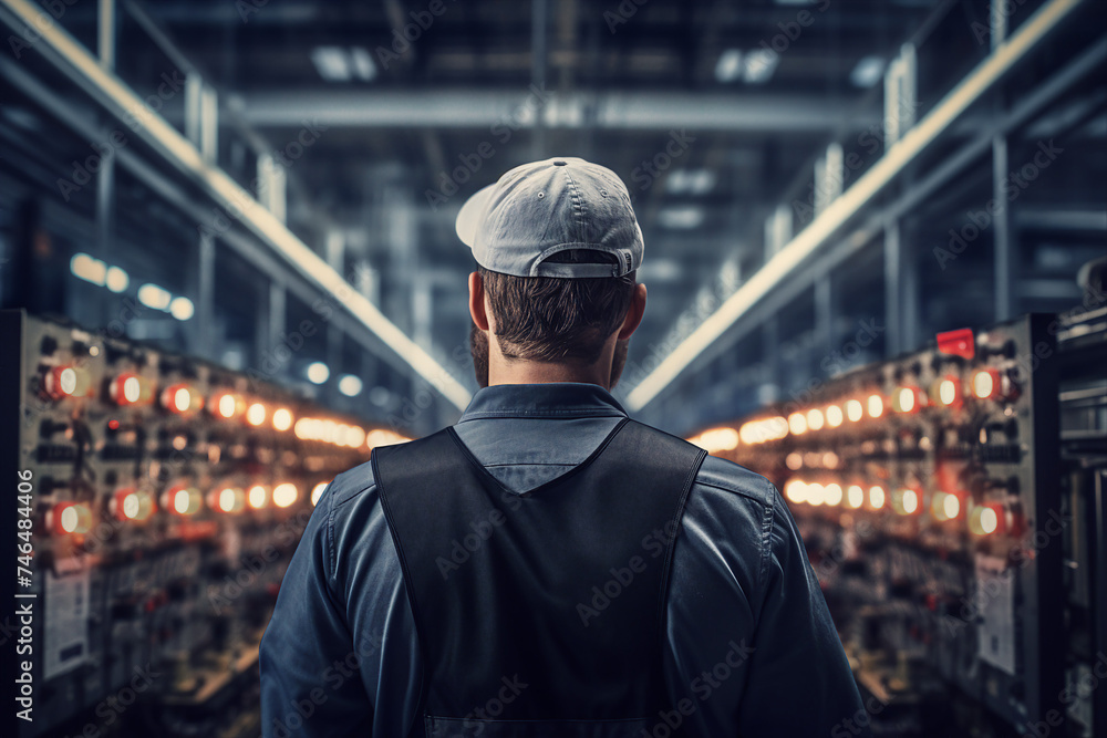 Experienced engineer in industrial uniform at big company enterprise Generative AI illustration Experienced engineer in industrial uniform at big company enterprise Generative AI illustration