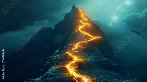 Glowing path to the top of the mountain - business.