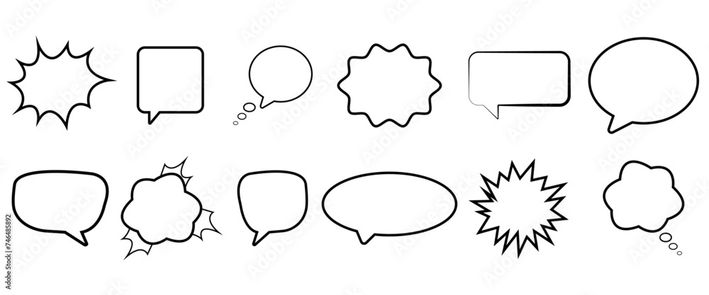Obraz premium Speech bubble icon set. Cloude speech bubles collection. Talk bubbles. Vector illustration.