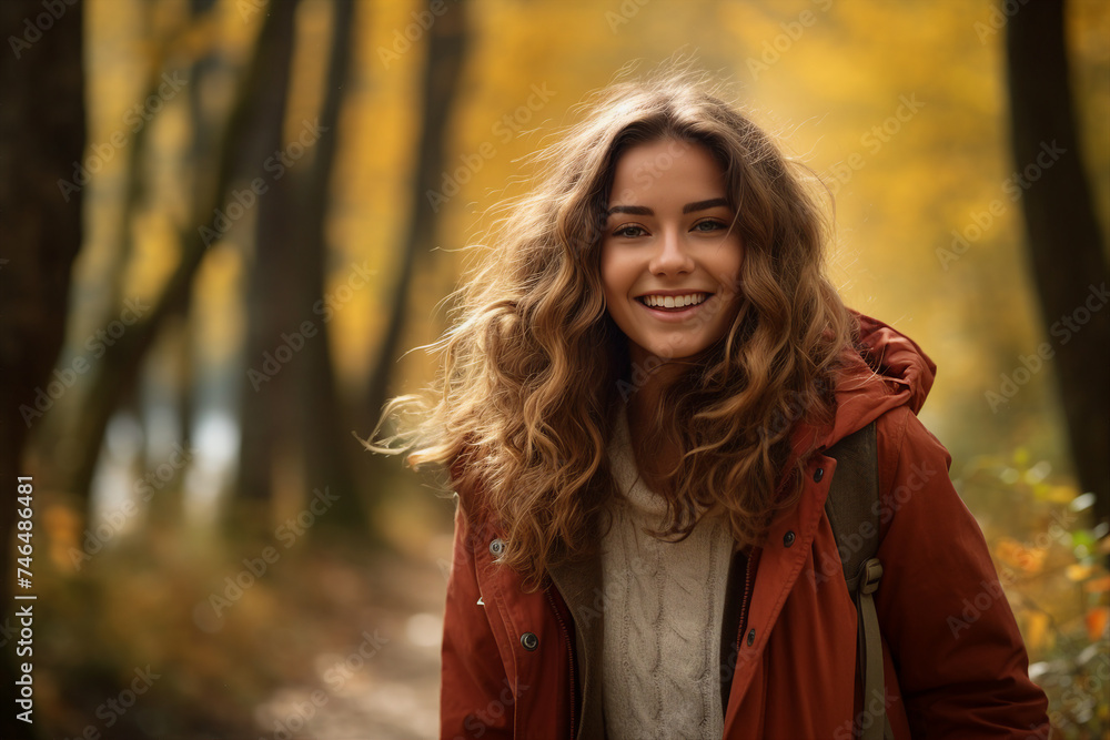 Generative AI picture abstract illustration of calm autumn day in deep forest woods hiking concept Generative AI picture abstract illustration of calm autumn day in deep forest woods hiking concept