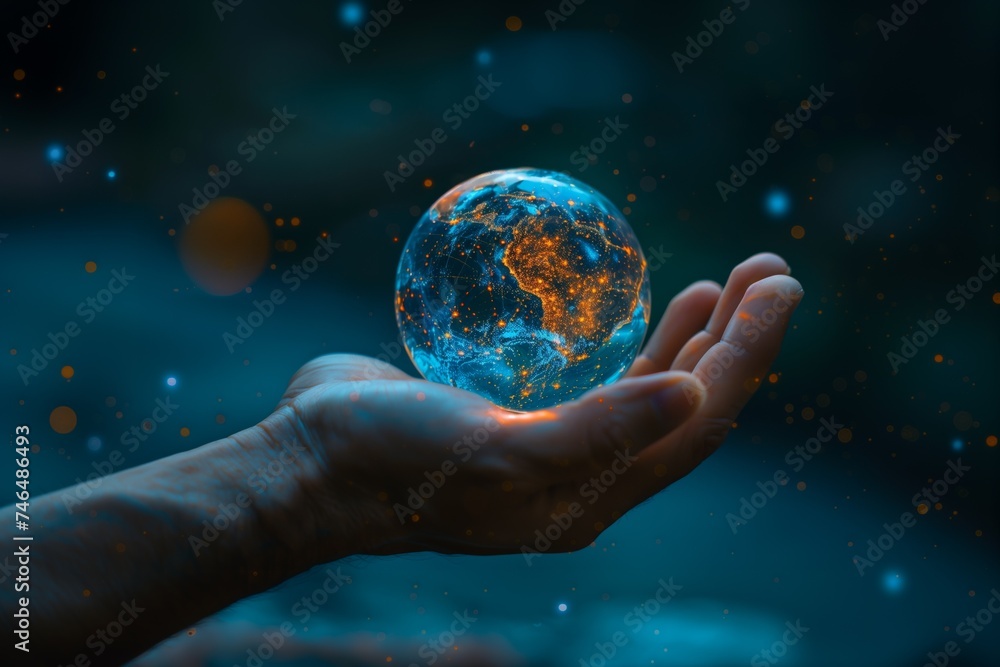 a hologram of intelligence in hand a hologram of intelligence in hand