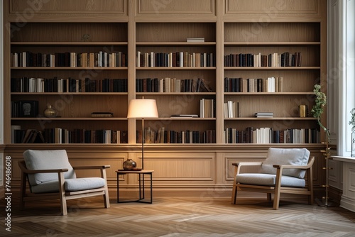 Timeless Classic Library Interiors  Scandinavian Simplicity with Solid Wood Benches