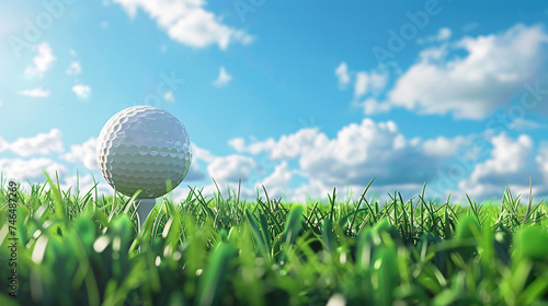 Golf ball on green grass 