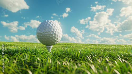 Golf ball on green grass 