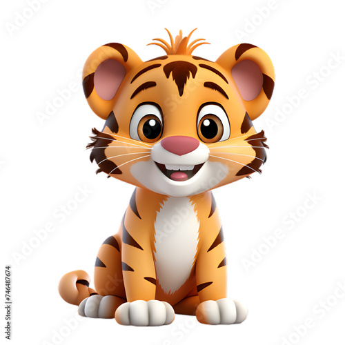 Fototapeta Naklejka Na Ścianę i Meble -  cartoon tiger on transparent background, safari animal png