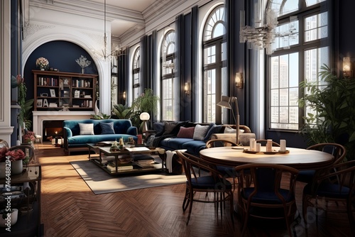 Neo-Victorian Urban Flats Delight: Round Dining Tables and Plush Cushions