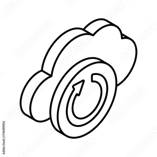 Get your hands on this beautiful icon of cloud updating, cloud syncing vector design